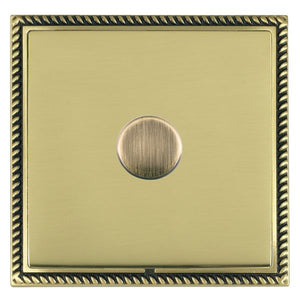 Hamilton LGX1X40AB-PB Linea-Georgian CFX Antique Brass Frame/Polished Brass Front 1x400W Resistive Leading Edge Push On-Off Rotary 2 Way Switching Dimmer Antique Brass Insert