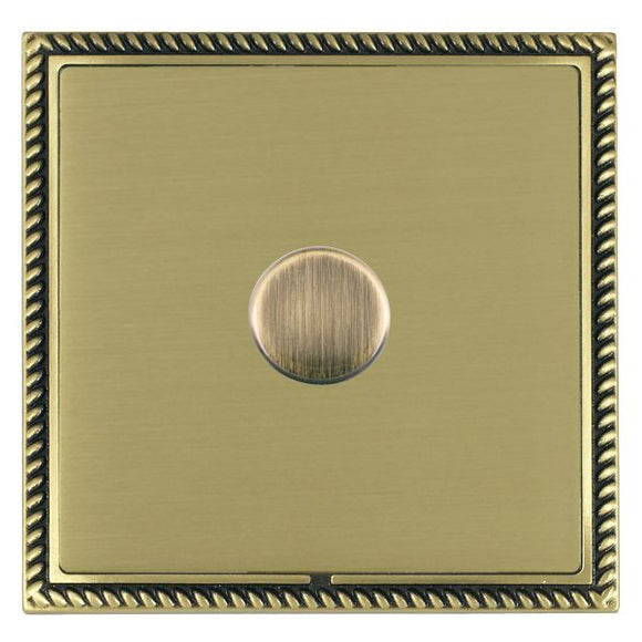 Hamilton LGX1X40AB-SB Linea-Georgian CFX Antique Brass Frame/Satin Brass Front 1x400W Resistive Leading Edge Push On-Off Rotary 2 Way Switching Dimmer Antique Brass Insert