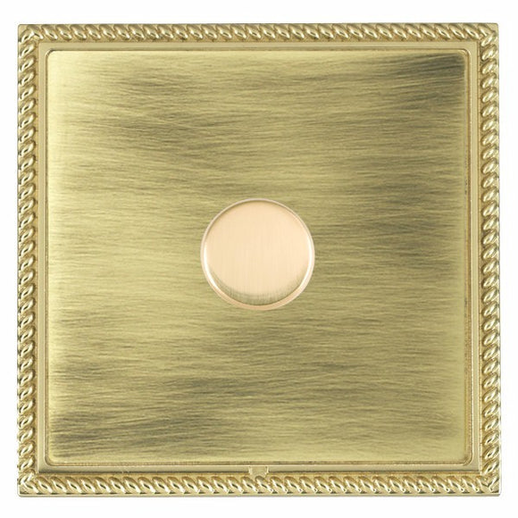 Hamilton LGX1X40PB-AB Linea-Georgian CFX Polished Brass Frame/Antique Brass Front 1x400W Resistive Leading Edge Push On-Off Rotary 2 Way Switching Dimmer Polished Brass Insert