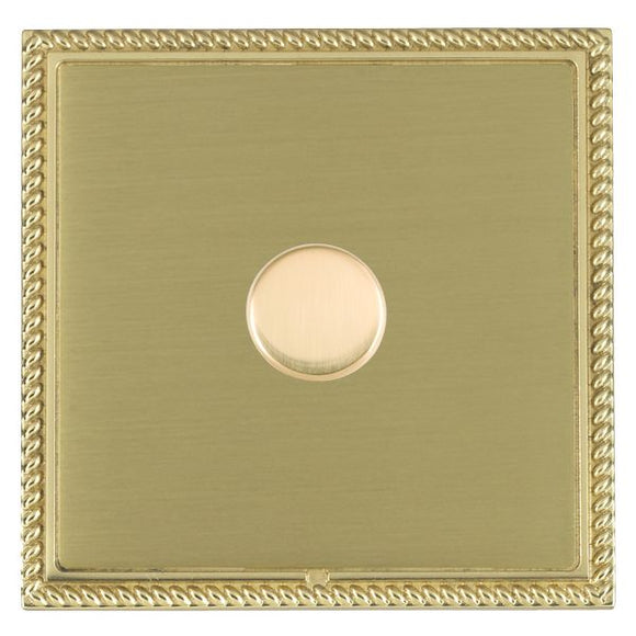 Hamilton LGX1X40PB-SB Linea-Georgian CFX Polished Brass Frame/Satin Brass Front 1x400W Resistive Leading Edge Push On-Off Rotary 2 Way Switching Dimmer Polished Brass Insert