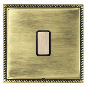 Hamilton LGX1XTMAB-ABB Linea-Georgian CFX Antique Brass Frame/Antique Brass Front 1x250W/210VA Resistive/Inductive Trailing Edge Touch Master Multi-Way Dimmer Antique Brass/Black Insert