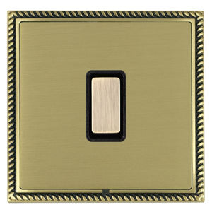 Hamilton LGX1XTMAB-SBB Linea-Georgian CFX Antique Brass Frame/Satin Brass Front 1x250W/210VA Resistive/Inductive Trailing Edge Touch Master Multi-Way Dimmer Antique Brass/Black Insert