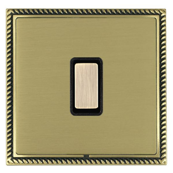 Hamilton LGX1XTMAB-SBB Linea-Georgian CFX Antique Brass Frame/Satin Brass Front 1x250W/210VA Resistive/Inductive Trailing Edge Touch Master Multi-Way Dimmer Antique Brass/Black Insert