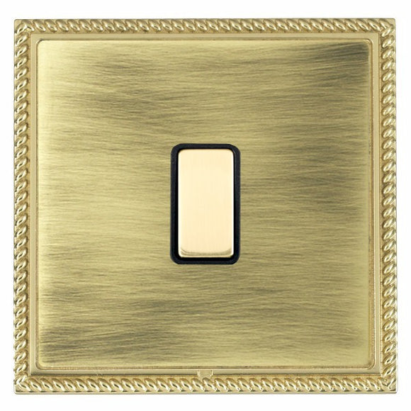 Hamilton LGX1XTMPB-ABB Linea-Georgian CFX Polished Brass Frame/Antique Brass Front 1x250W/210VA Resistive/Inductive Trailing Edge Touch Master Multi-Way Dimmer Polished Brass/Black Insert