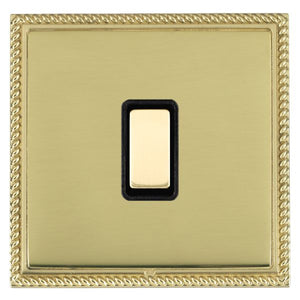 Hamilton LGX1XTMPB-PBB Linea-Georgian CFX Polished Brass Frame/Polished Brass Front 1x250W/210VA Resistive/Inductive Trailing Edge Touch Master Multi-Way Dimmer Polished Brass/Black Insert