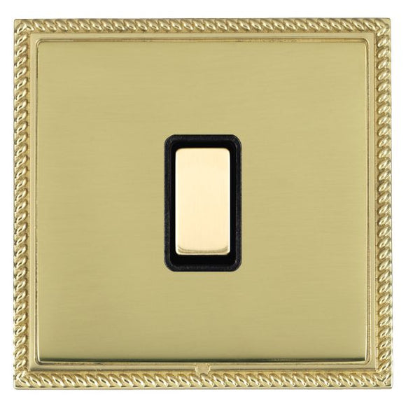 Hamilton LGX1XTMPB-PBB Linea-Georgian CFX Polished Brass Frame/Polished Brass Front 1x250W/210VA Resistive/Inductive Trailing Edge Touch Master Multi-Way Dimmer Polished Brass/Black Insert