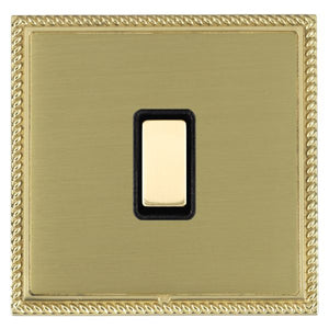 Hamilton LGX1XTMPB-SBB Linea-Georgian CFX Polished Brass Frame/Satin Brass Front 1x250W/210VA Resistive/Inductive Trailing Edge Touch Master Multi-Way Dimmer Polished Brass/Black Insert