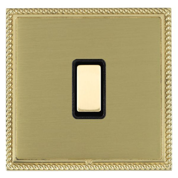 Hamilton LGX1XTMPB-SBB Linea-Georgian CFX Polished Brass Frame/Satin Brass Front 1x250W/210VA Resistive/Inductive Trailing Edge Touch Master Multi-Way Dimmer Polished Brass/Black Insert