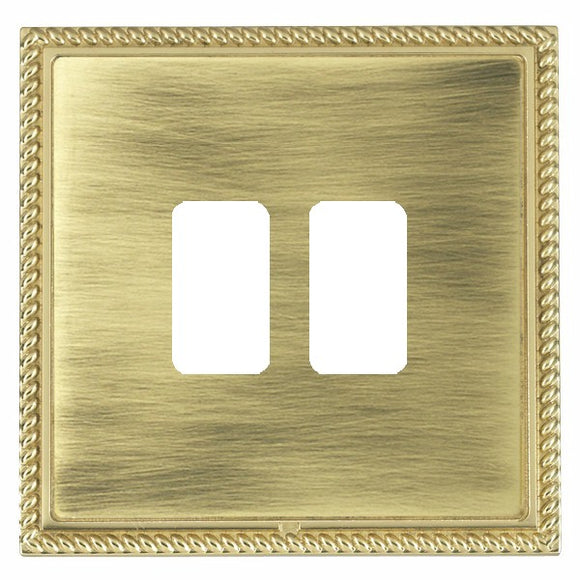 Hamilton LGX2GPPB-AB Linea-Georgian CFX Grid-IT Polished Brass Frame/Antique Brass Front 2 Gang Grid Fix Aperture Plate with Grid Insert