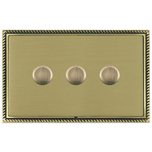 Hamilton LGX3XLEDITB100AB-SB Linea-Georgian CFX Antique Brass Frame/Satin Brass 3g 100W LED 2 Way Push On/Off Rotary Dimmer Antique Brass Insert