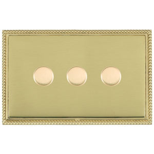 Hamilton LGX3XLEDITB100PB-PB Linea-Georgian CFX Polished Brass Frame/Polished Brass 3g 100W LED 2 Way Push On/Off Rotary Dimmer Polished Brass Insert