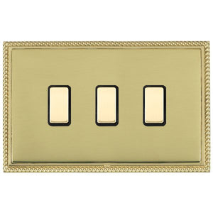 Hamilton LGX3XTSPB-PBB Linea-Georgian CFX Polished Brass Frame/Polished Brass Front 3 gang Multi-Way Touch Slave Controller Polished Brass/Black Insert