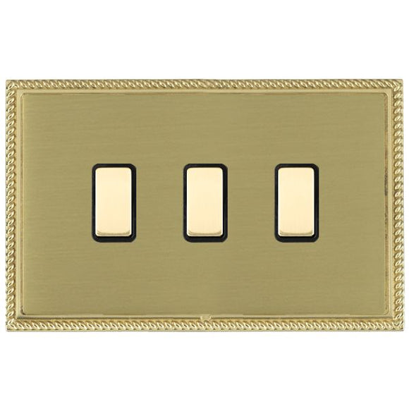 Hamilton LGX3XTSPB-SBB Linea-Georgian CFX Polished Brass Frame/Satin Brass Front 3 gang Multi-Way Touch Slave Controller Polished Brass/Black Insert