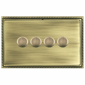 Hamilton LGX4XLEDITB100AB-AB Linea-Georgian CFX Antique Brass Frame/Antique Brass 4g 100W LED 2 Way Push On/Off Rotary Dimmer Antique Brass Insert