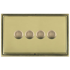 Hamilton LGX4XLEDITB100AB-PB Linea-Georgian CFX Antique Brass Frame/Polished Brass 4g 100W LED 2 Way Push On/Off Rotary Dimmer Antique Brass Insert