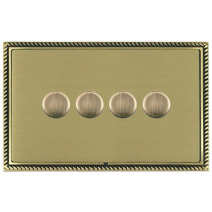 Hamilton LGX4XLEDITB100AB-SB Linea-Georgian CFX Antique Brass Frame/Satin Brass 4g 100W LED 2 Way Push On/Off Rotary Dimmer Antique Brass Insert