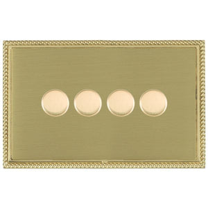 Hamilton LGX4XLEDITB100PB-SB Linea-Georgian CFX Polished Brass Frame/Satin Brass 4g 100W LED 2 Way Push On/Off Rotary Dimmer Polished Brass Insert