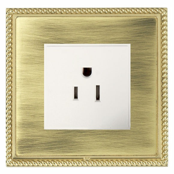 Hamilton LGX5258PB-ABW Linea-Georgian CFX Polished Brass Frame/Antique Brass Front 1 gang 15A 110V AC American Unswitched Socket White Insert