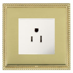 Hamilton LGX5258PB-PBW Linea-Georgian CFX Polished Brass Frame/Polished Brass Front 1 gang 15A 110V AC American Unswitched Socket White Insert