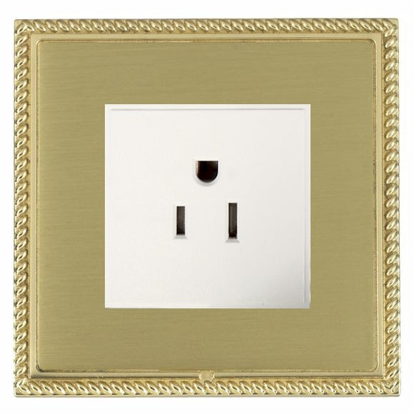 Hamilton LGX5258PB-SBW Linea-Georgian CFX Polished Brass Frame/Satin Brass Front 1 gang 15A 110V AC American Unswitched Socket White Insert