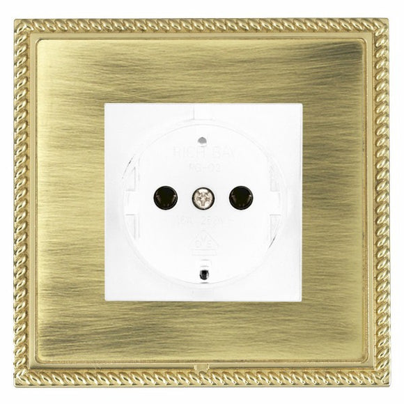 Hamilton LGX6126PB-ABW Linea-Georgian CFX Polished Brass Frame/Antique Brass Front 1 gang 10/16A 220/250V AC German Unswitched Socket White Insert