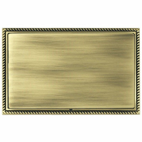 Hamilton LGXBPDAB-AB Linea-Georgian CFX Antique Brass Frame/Antique Brass Front Double Blank Plate Insert