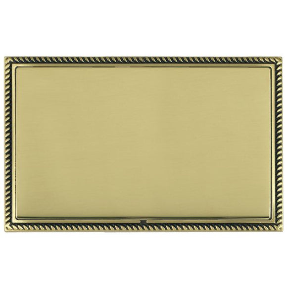 Hamilton LGXBPDAB-PB Linea-Georgian CFX Antique Brass Frame/Polished Brass Front Double Blank Plate Insert