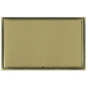 Hamilton LGXBPDAB-SB Linea-Georgian CFX Antique Brass Frame/Satin Brass Front Double Blank Plate Insert