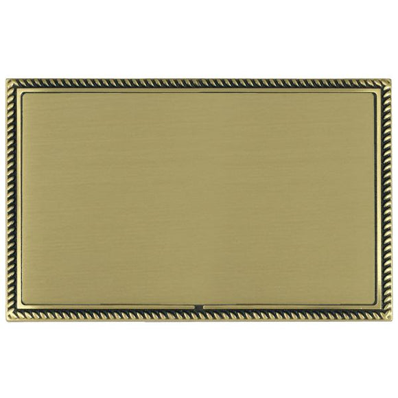 Hamilton LGXBPDAB-SB Linea-Georgian CFX Antique Brass Frame/Satin Brass Front Double Blank Plate Insert