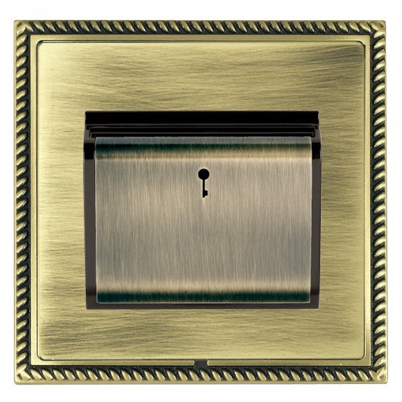 Hamilton LGXC11AB-ABB Linea-Georgian CFX Antique Brass Frame/Antique Brass Front 1 gang 10A (6AX) Card Switch On/Off with Blue LED Locator Antique Brass/Black Insert