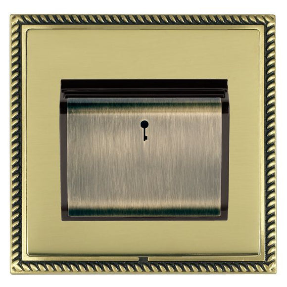 Hamilton LGXC11AB-PBB Linea-Georgian CFX Antique Brass Frame/Polished Brass Front 1 gang 10A (6AX) Card Switch On/Off with Blue LED Locator Antique Brass/Black Insert