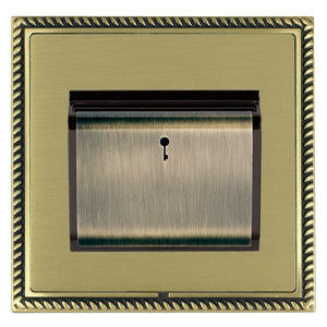 Hamilton LGXC11AB-SBB Linea-Georgian CFX Antique Brass Frame/Satin Brass Front 1 gang 10A (6AX) Card Switch On/Off with Blue LED Locator Antique Brass/Black Insert