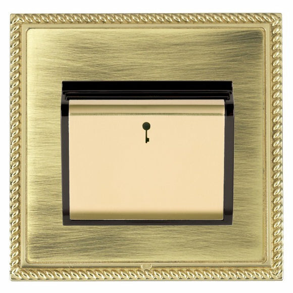 Hamilton LGXC11PB-ABB Linea-Georgian CFX Polished Brass Frame/Antique Brass Front 1 gang 10A (6AX) Card Switch On/Off with Blue LED Locator Polished Brass/Black Insert