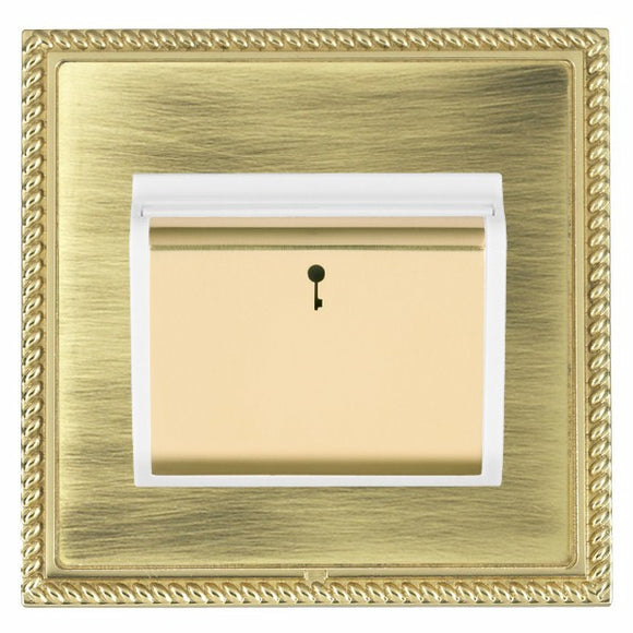 Hamilton LGXC11PB-ABW Linea-Georgian CFX Polished Brass Frame/Antique Brass Front 1 gang 10A (6AX) Card Switch On/Off with Blue LED Locator Polished Brass/White Insert