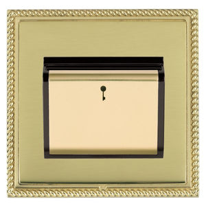 Hamilton LGXC11PB-PBB Linea-Georgian CFX Polished Brass Frame/Polished Brass Front 1 gang 10A (6AX) Card Switch On/Off with Blue LED Locator Polished Brass/Black Insert