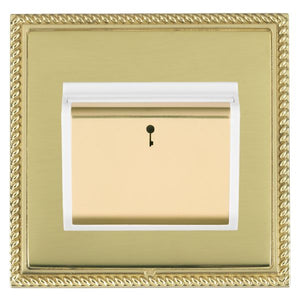 Hamilton LGXC11PB-PBW Linea-Georgian CFX Polished Brass Frame/Polished Brass Front 1 gang 10A (6AX) Card Switch On/Off with Blue LED Locator Polished Brass/White Insert