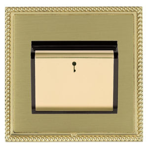 Hamilton LGXC11PB-SBB Linea-Georgian CFX Polished Brass Frame/Satin Brass Front 1 gang 10A (6AX) Card Switch On/Off with Blue LED Locator Polished Brass/Black Insert