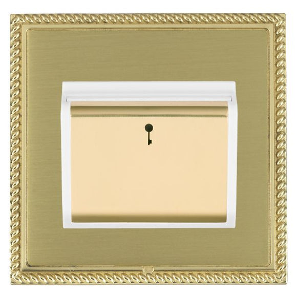 Hamilton LGXC11PB-SBW Linea-Georgian CFX Polished Brass Frame/Satin Brass Front 1 gang 10A (6AX) Card Switch On/Off with Blue LED Locator Polished Brass/White Insert