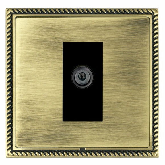 Hamilton LGXDSATAB-ABB Linea-Georgian CFX Antique Brass Frame/Antique Brass Front 1 gang Non-Isolated Digital Satellite (DAB Compatible) Black Insert