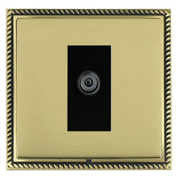 Hamilton LGXDSATAB-PBB Linea-Georgian CFX Antique Brass Frame/Polished Brass Front 1 gang Non-Isolated Digital Satellite (DAB Compatible) Black Insert