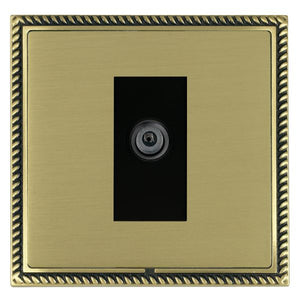 Hamilton LGXDSATAB-SBB Linea-Georgian CFX Antique Brass Frame/Satin Brass Front 1 gang Non-Isolated Digital Satellite (DAB Compatible) Black Insert