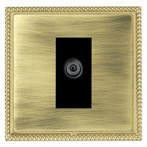 Hamilton LGXDSATPB-ABB Linea-Georgian CFX Polished Brass Frame/Antique Brass Front 1 gang Non-Isolated Digital Satellite (DAB Compatible) Black Insert