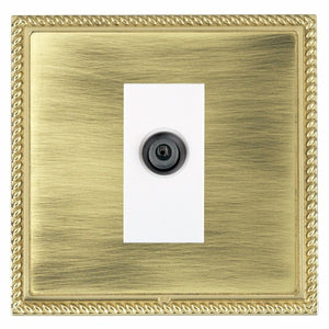 Hamilton LGXDSATPB-ABW Linea-Georgian CFX Polished Brass Frame/Antique Brass Front 1 gang Non-Isolated Digital Satellite (DAB Compatible) White Insert