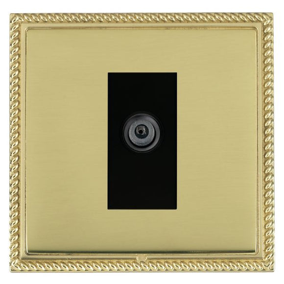 Hamilton LGXDSATPB-PBB Linea-Georgian CFX Polished Brass Frame/Polished Brass Front 1 gang Non-Isolated Digital Satellite (DAB Compatible) Black Insert