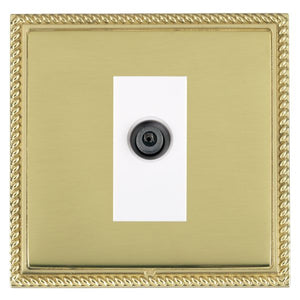 Hamilton LGXDSATPB-PBW Linea-Georgian CFX Polished Brass Frame/Polished Brass Front 1 gang Non-Isolated Digital Satellite (DAB Compatible) White Insert