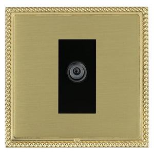 Hamilton LGXDSATPB-SBB Linea-Georgian CFX Polished Brass Frame/Satin Brass Front 1 gang Non-Isolated Digital Satellite (DAB Compatible) Black Insert