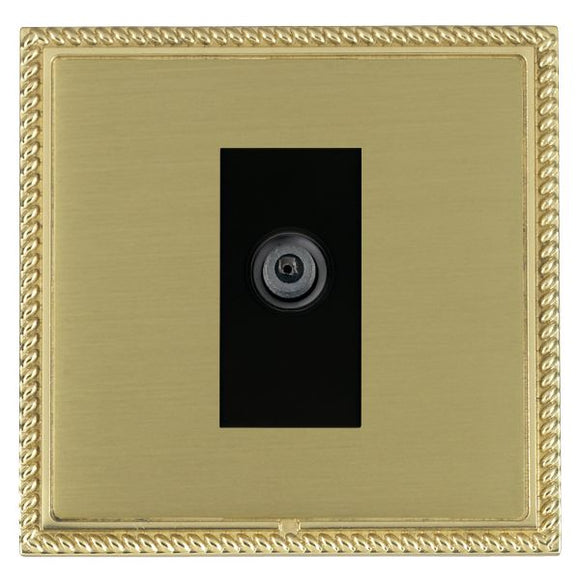 Hamilton LGXDSATPB-SBB Linea-Georgian CFX Polished Brass Frame/Satin Brass Front 1 gang Non-Isolated Digital Satellite (DAB Compatible) Black Insert