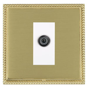 Hamilton LGXDSATPB-SBW Linea-Georgian CFX Polished Brass Frame/Satin Brass Front 1 gang Non-Isolated Digital Satellite (DAB Compatible) White Insert