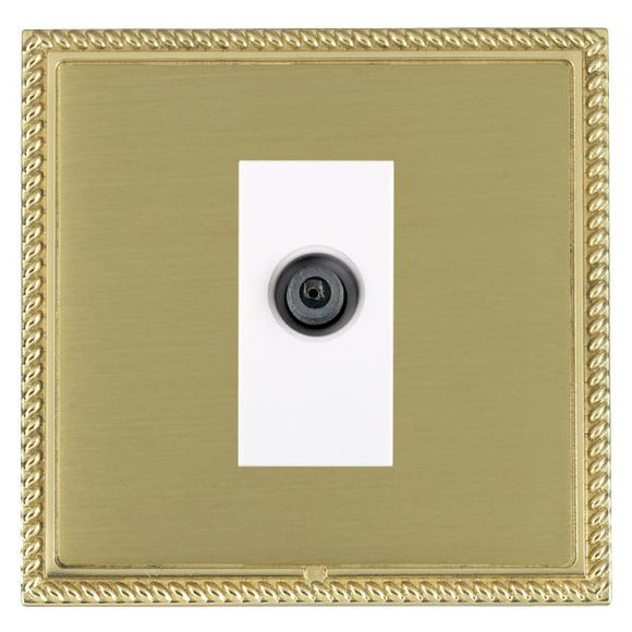 Hamilton LGXDSATPB-SBW Linea-Georgian CFX Polished Brass Frame/Satin Brass Front 1 gang Non-Isolated Digital Satellite (DAB Compatible) White Insert