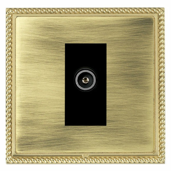 Hamilton LGXDTVFPB-ABB Linea-Georgian CFX Polished Brass Frame/Antique Brass Front 1 gang Non-Isolated TV (Female) (DAB Compatible) Black Insert